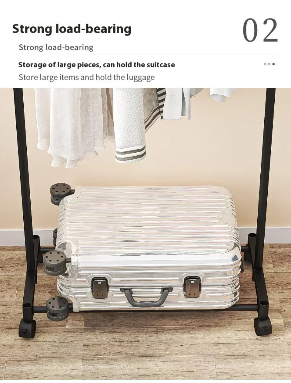Mobile Clothes Rack Double Clothes Rack Stick Simple Clothes Stand Telescopic Room Floor Hangers Storage Clothes Rack
