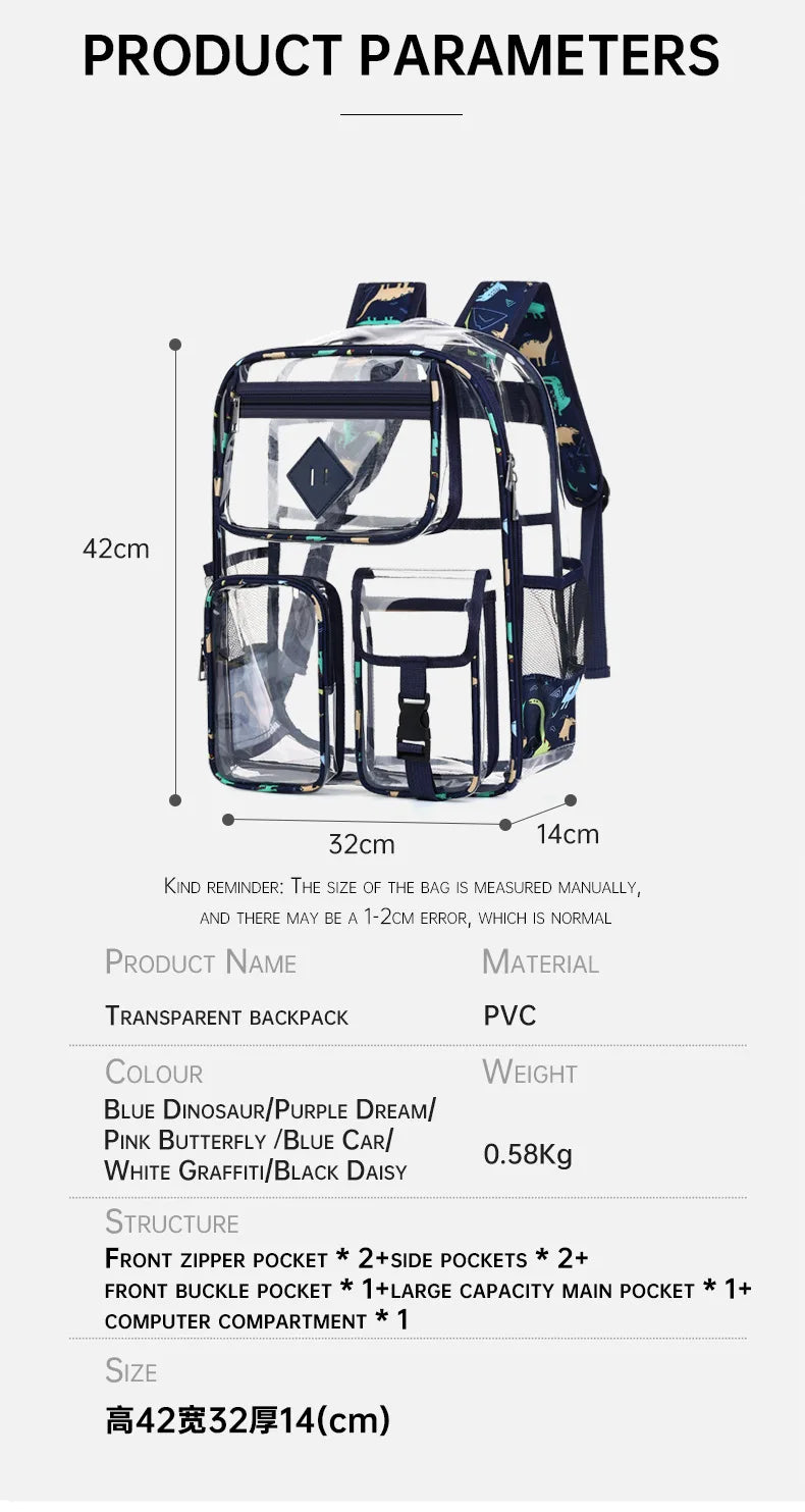 Women's Large Capacity Travel Backpack for Man Waterproof Casual eenagers College School Bag  Clear Backpack
