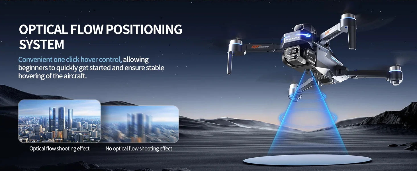 GT8 RC Drone Optical Flow 8K Three Camera Brushless Drone WIFI Electric Charge Display Screen Professional Aerial Drone