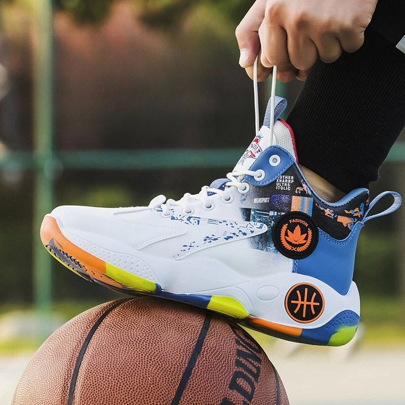 New Fashion Men's Basketball Shoes Trend Men's Sneakers Wear-resistant Comfortable Sports Shoes High Top Anti-slip Running Shoes