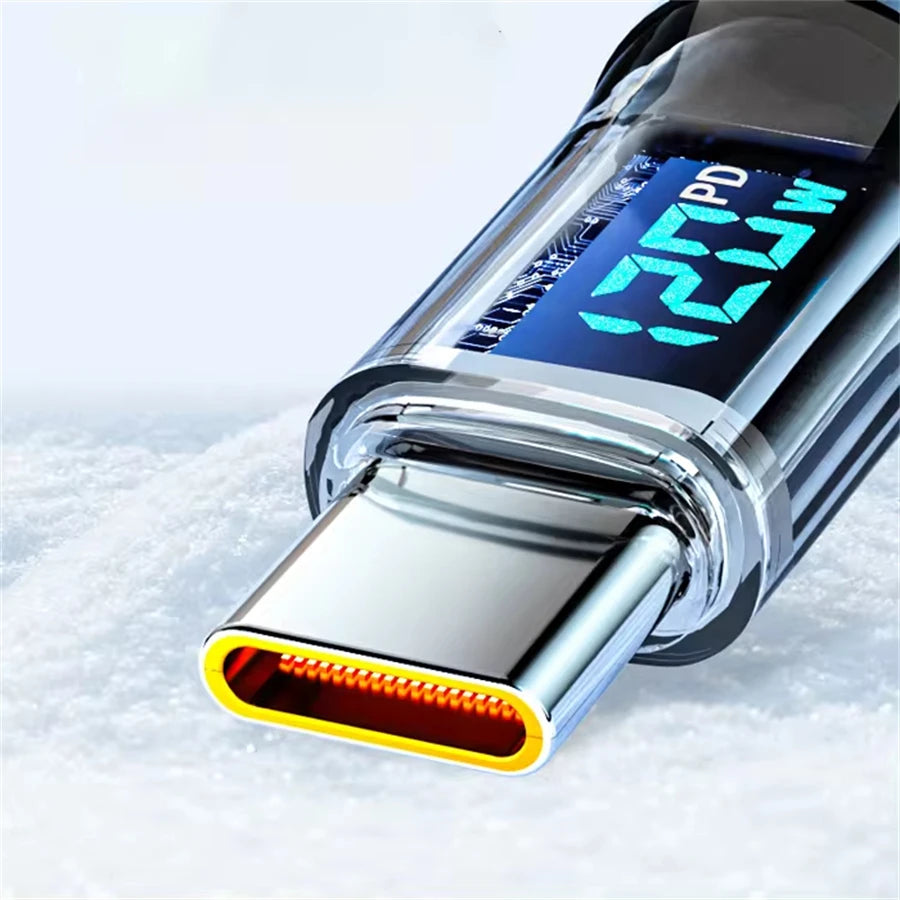 NNBILI 120W Type C to Type C Cable Phone Super Fast Charging Cable With LED Display USB To Type-C Data Cord For huawei oppo vivo