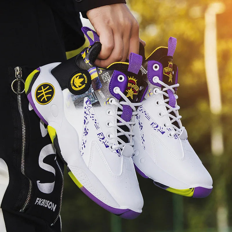 New Fashion Men's Basketball Shoes Trend Men's Sneakers Wear-resistant Comfortable Sports Shoes High Top Anti-slip Running Shoes