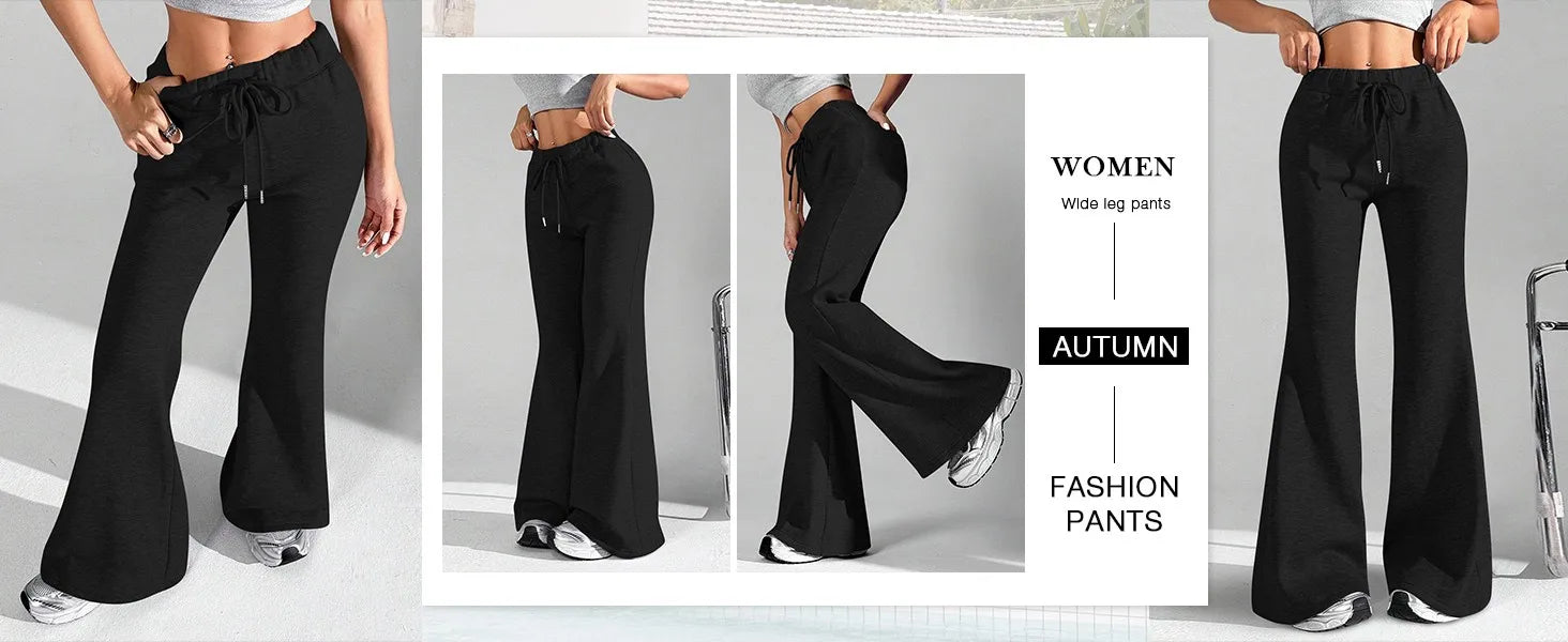 Clothes For Woman Leisure Flares Home Pant Bell-Bottoms Pants Woman Tracksuit Female Sport Trousers Solid Color Pantalones Mujer