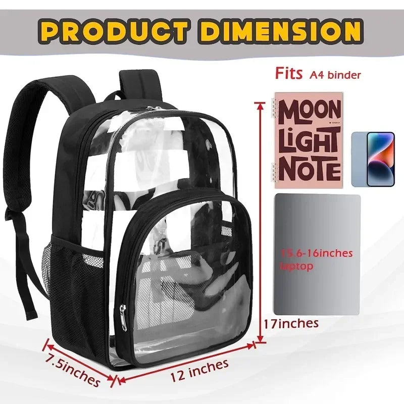 New Transparent PVC Backpacks, Outdoor Sport Large Capacity Bag, Easy To Clean