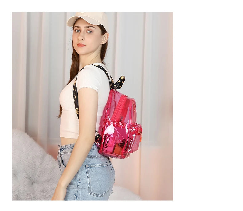 TINTAT Fashion Clear Women Backpack Transparent Mini Cute Backpack Travel School Backpack Student Bag For Girls Child Mochila