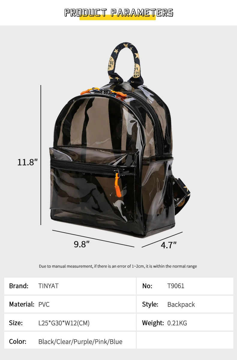 TINTAT Fashion Clear Women Backpack Transparent Mini Cute Backpack Travel School Backpack Student Bag For Girls Child Mochila