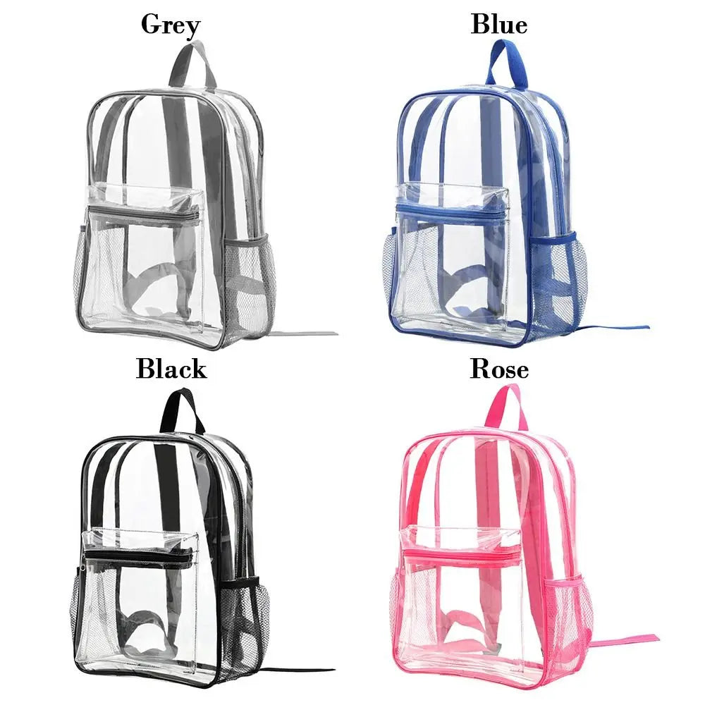 Transparent PVC Outdoor Sports Fitness Knapsack Casual Travel Visible Backpack Large Capacity Waterproof Shoulders Bag
