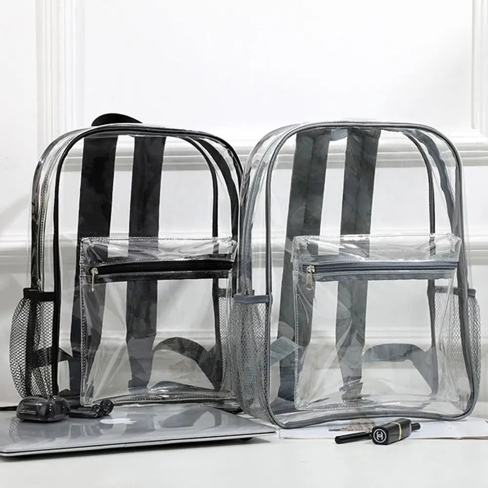 Transparent PVC Outdoor Sports Fitness Knapsack Casual Travel Visible Backpack Large Capacity Waterproof Shoulders Bag