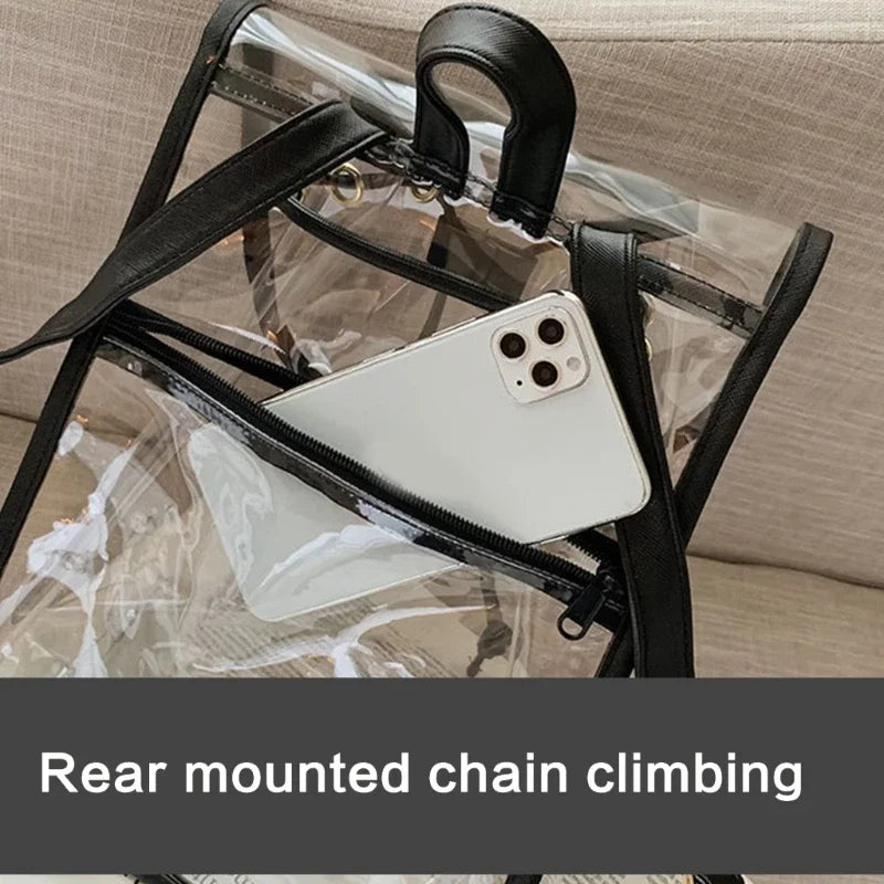 Transparent Backpack Women Messenger Bags PVC School Shoulder Bags Women