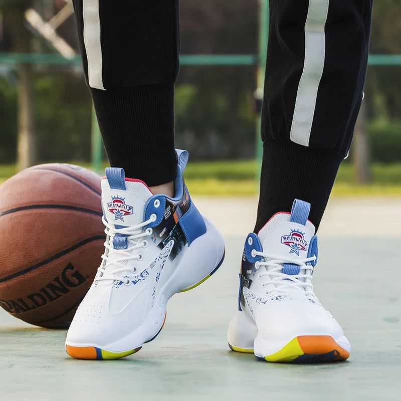 New Fashion Men's Basketball Shoes Trend Men's Sneakers Wear-resistant Comfortable Sports Shoes High Top Anti-slip Running Shoes