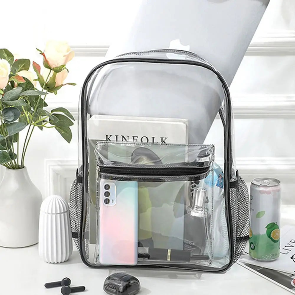 Transparent PVC Outdoor Sports Fitness Knapsack Casual Travel Visible Backpack Large Capacity Waterproof Shoulders Bag