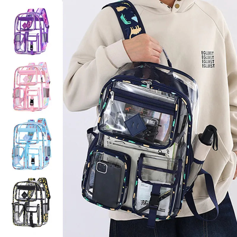 Women's Large Capacity Travel Backpack for Man Waterproof Casual eenagers College School Bag  Clear Backpack