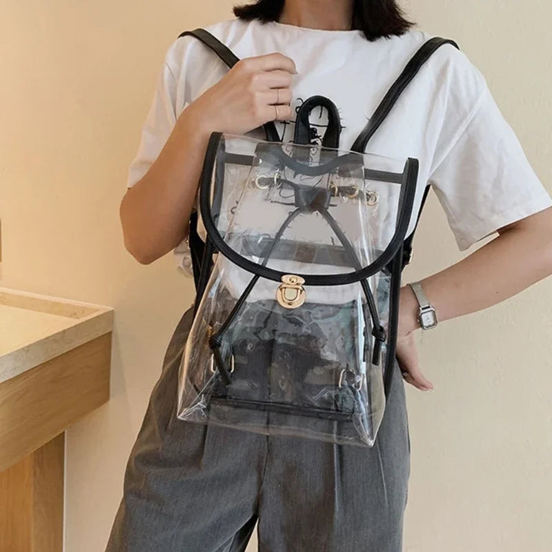 Transparent Backpack Women Messenger Bags PVC School Shoulder Bags Women
