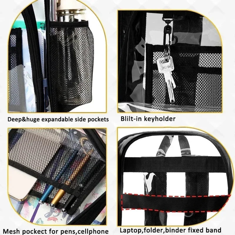 New Transparent PVC Backpacks, Outdoor Sport Large Capacity Bag, Easy To Clean