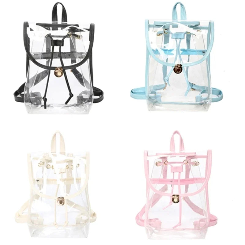 Transparent Backpack Women Messenger Bags PVC School Shoulder Bags Women