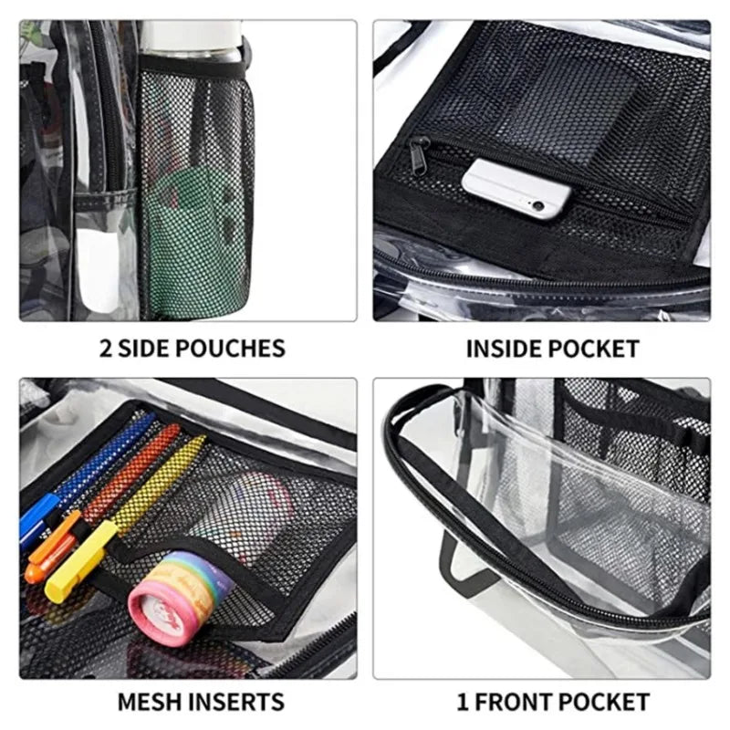 Backpack Waterproof Transparent School Bag Girl Large Capacity Backpack Solid Clear Backpack Men Fashion Transparent Plastic Bag