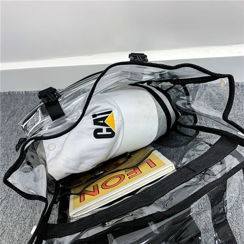 Transparent PVC Laptop Backpack Waterproof Fashion Student Book Bags Unisex Large Capacity Clear Backpack Stadium Approved