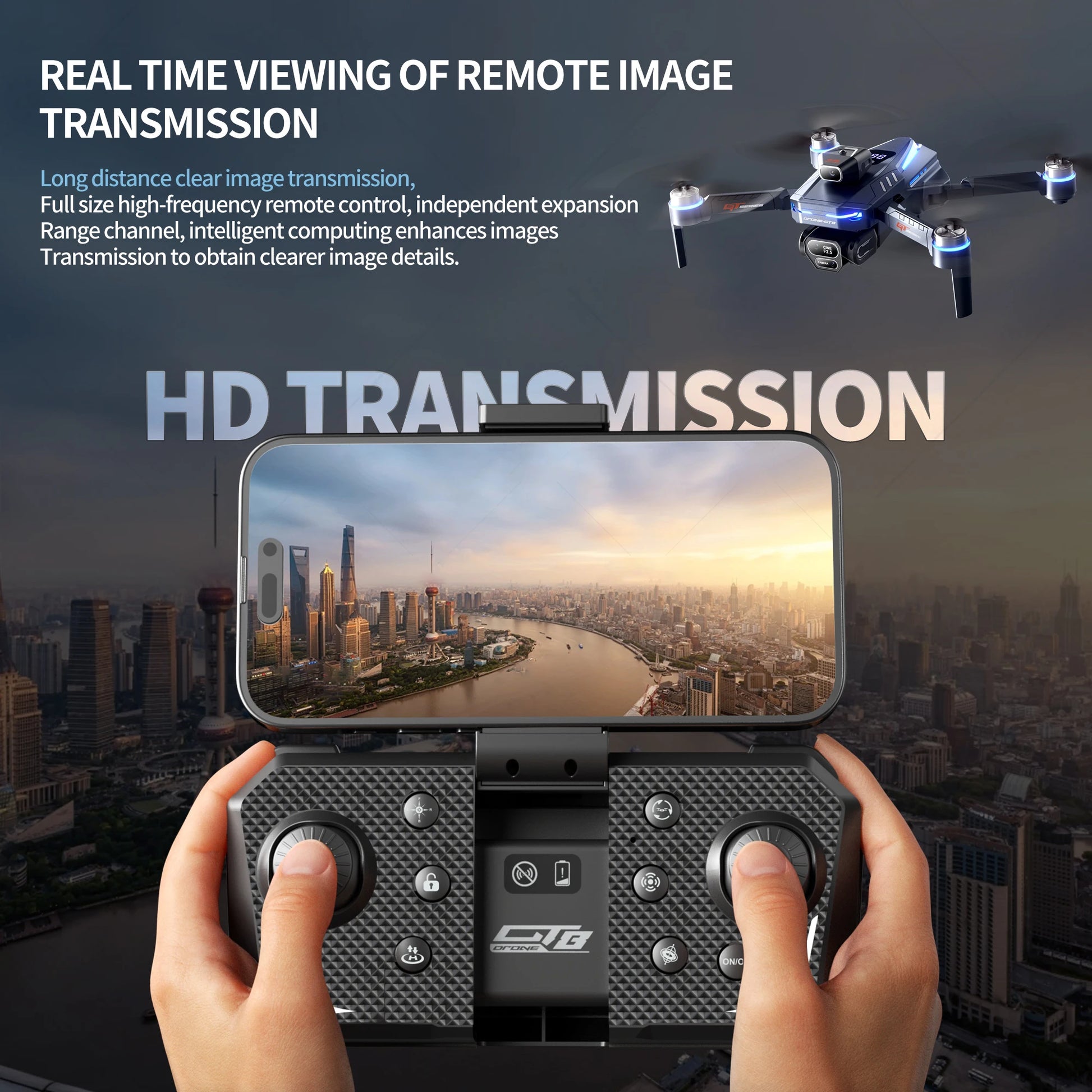 GT8 RC Drone Optical Flow 8K Three Camera Brushless Drone WIFI Electric Charge Display Screen Professional Aerial Drone