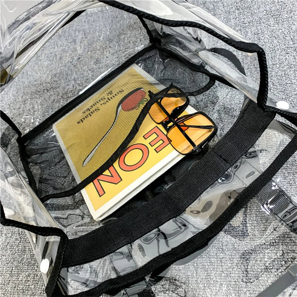 Transparent PVC Laptop Backpack Waterproof Fashion Student Book Bags Unisex Large Capacity Clear Backpack Stadium Approved