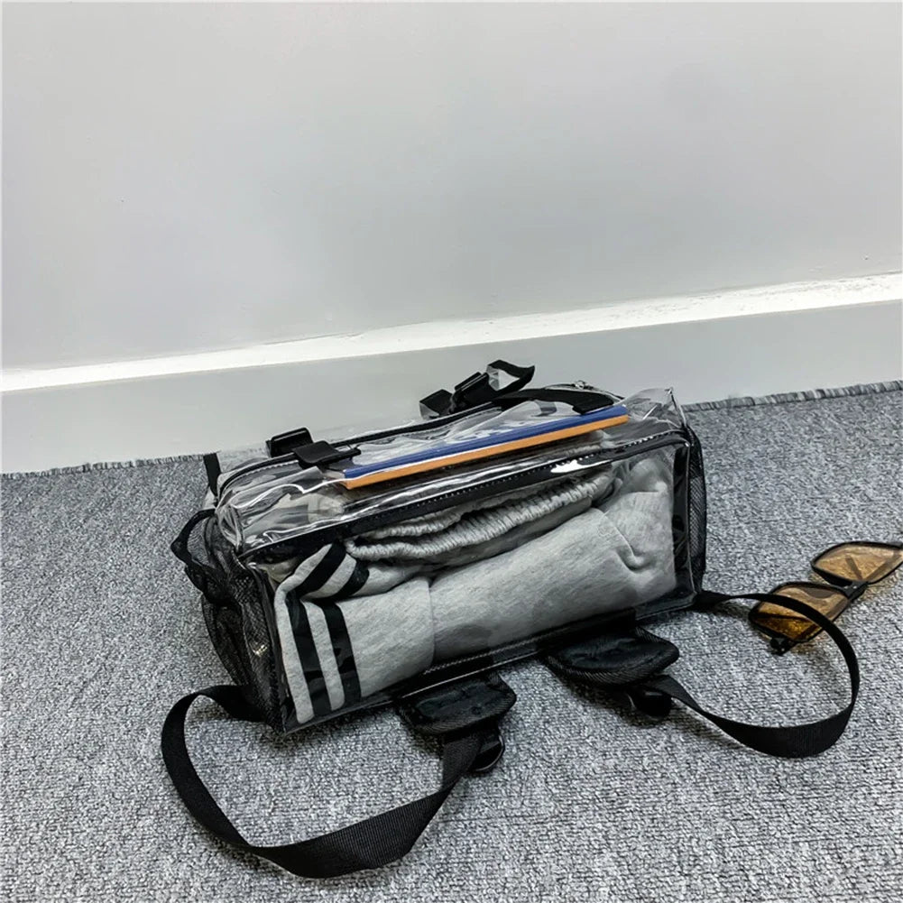 Transparent PVC Laptop Backpack Waterproof Fashion Student Book Bags Unisex Large Capacity Clear Backpack Stadium Approved