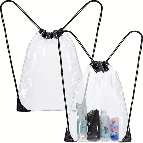 1pc waterproof transparent PVC drawstring backpack Outdoor sports portable music festival sports event storage backpack