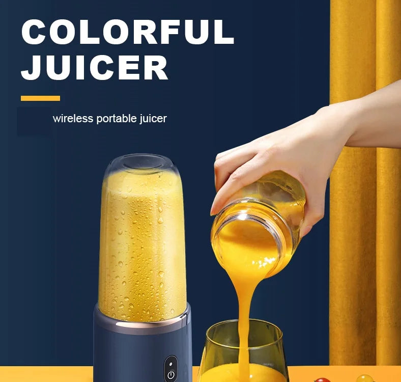 Portable Juicer Cup Smoothie Blender 6 Blade Blender Bottle  Household Fruit Juicer Cup USB Rechargeable Juicer Kitchen Tool
