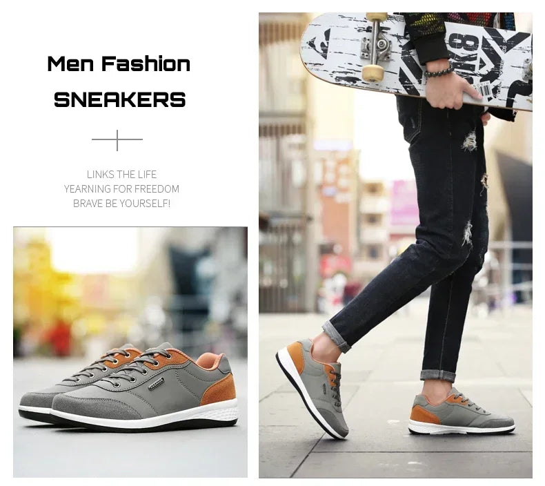 Men Shoes Spring Autumn Waterproof Walking Sneakers Leisure Male Leather Sports Shoes Non-Slip Footwear Tennis for Men Hombre