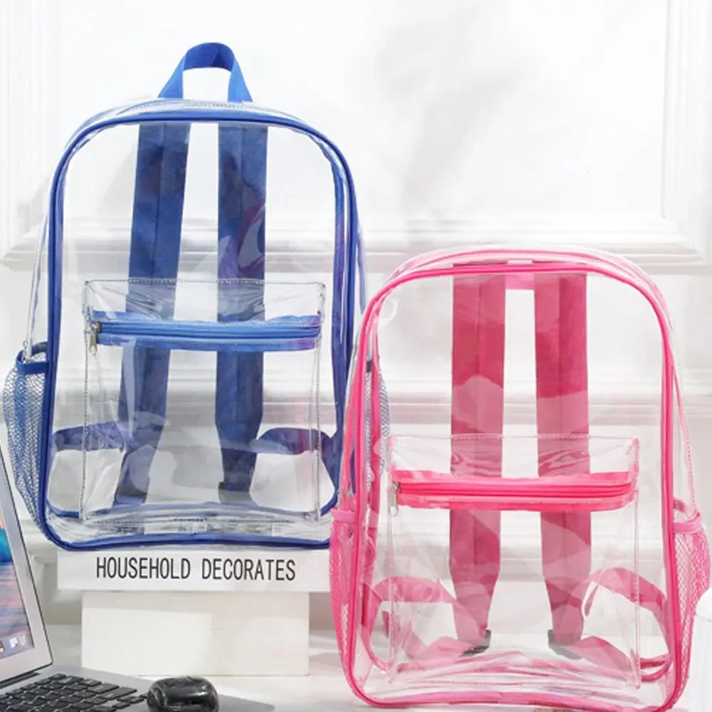 Transparent PVC Outdoor Sports Fitness Knapsack Casual Travel Visible Backpack Large Capacity Waterproof Shoulders Bag