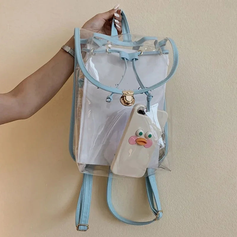 Transparent Backpack Women Messenger Bags PVC School Shoulder Bags Women